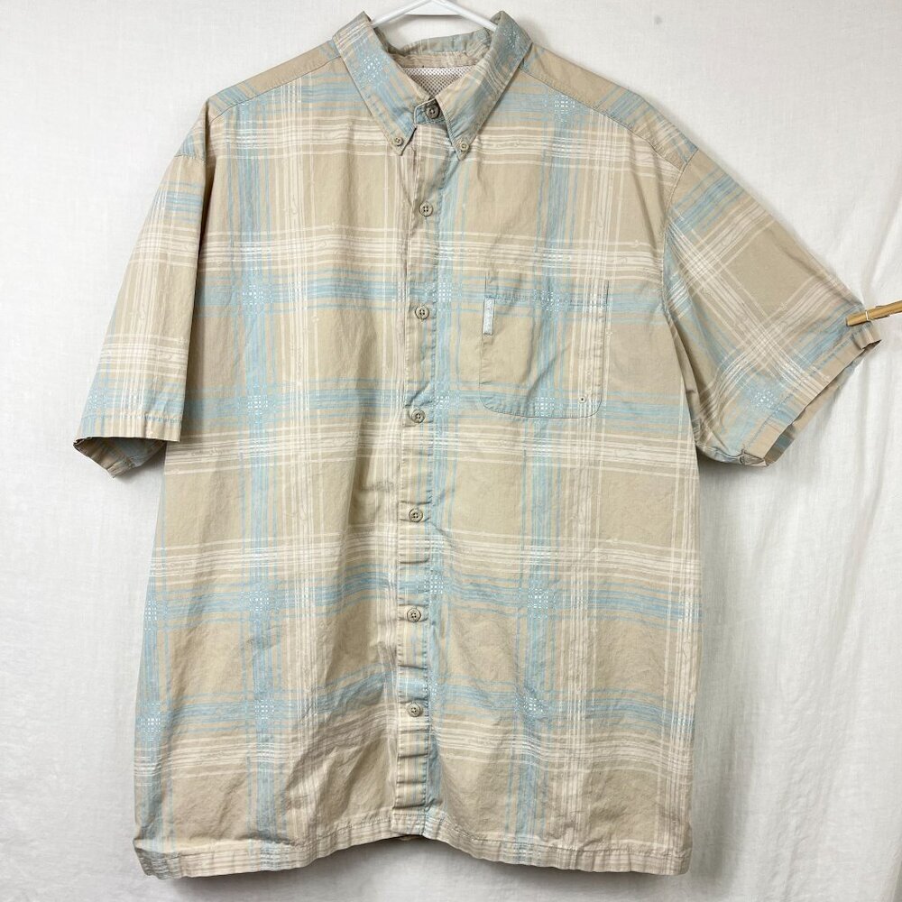 Columbia‎ PFG Short Sleeve Button Shirt Mens XXL Camp Outdoors Gorpcore Buffet